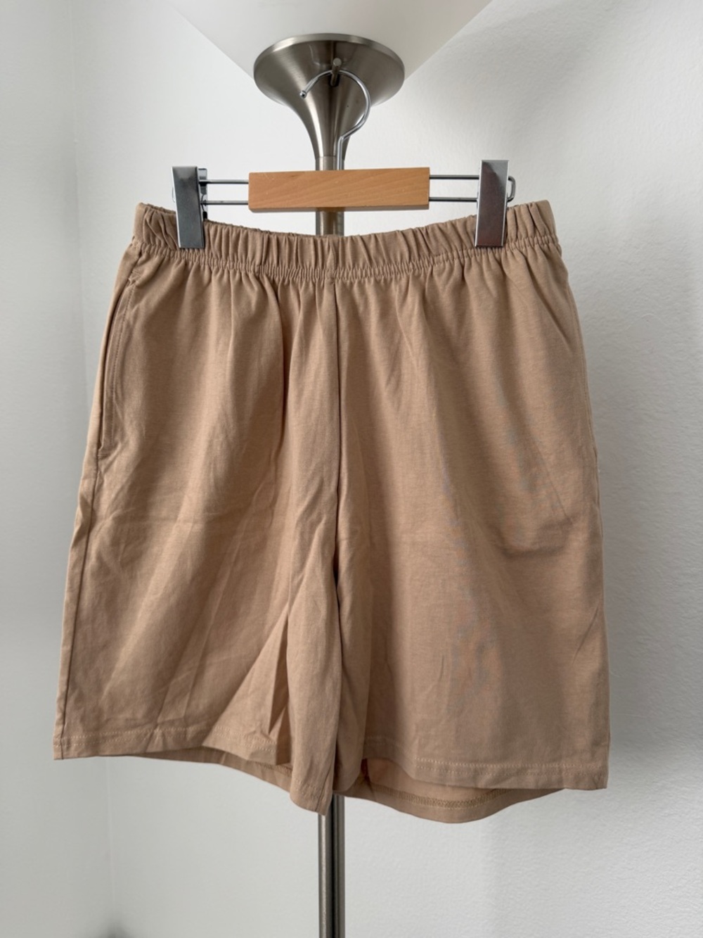 Basic Editions Women's Elastic-Waist Athletic Shorts in Tan